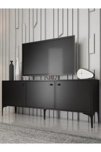 Bello 160 Cm Metal Ayaklı Tv Ünitesi - Konsol - Siyah / Siyah